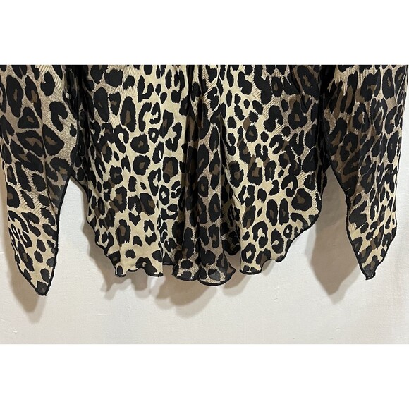 Animal Print Silk Skirt Brown Multi-Tone Lined Hi Low western Boho festival K - Picture 3 of 7